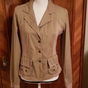 CONTRAST jacket with panels of 2 kinds of fabric